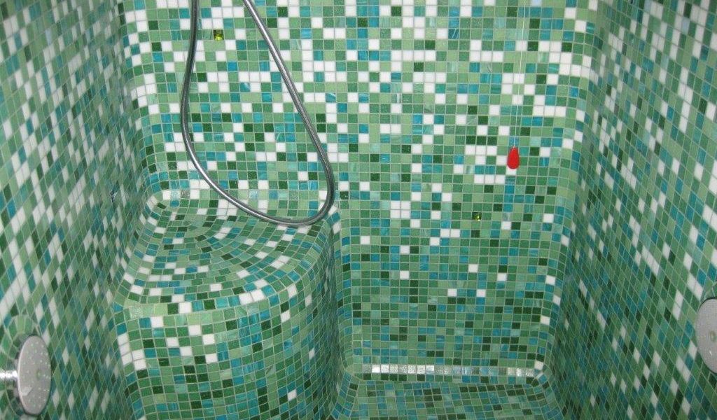 Mosaico verde con Swarovski
