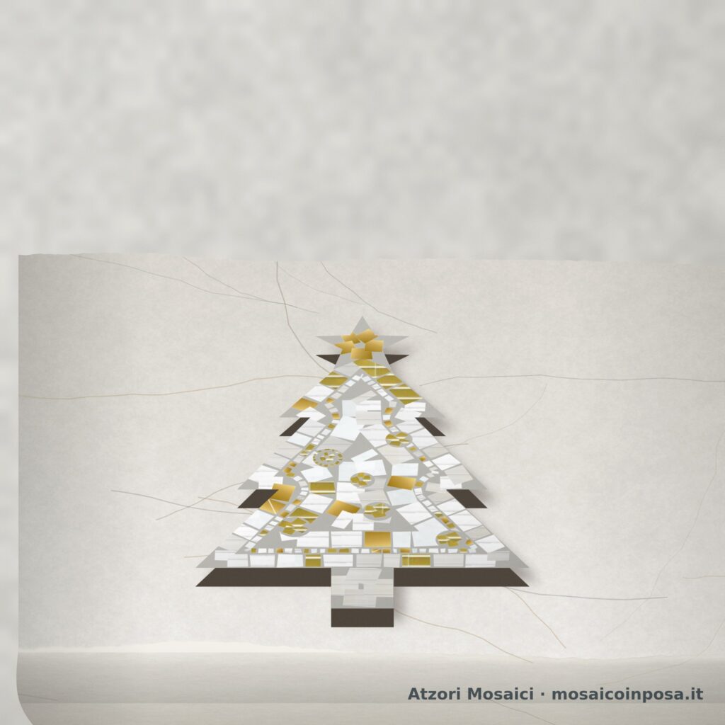 Albero di Natale in mosaico Bianco e oro – Atzori Mosaici