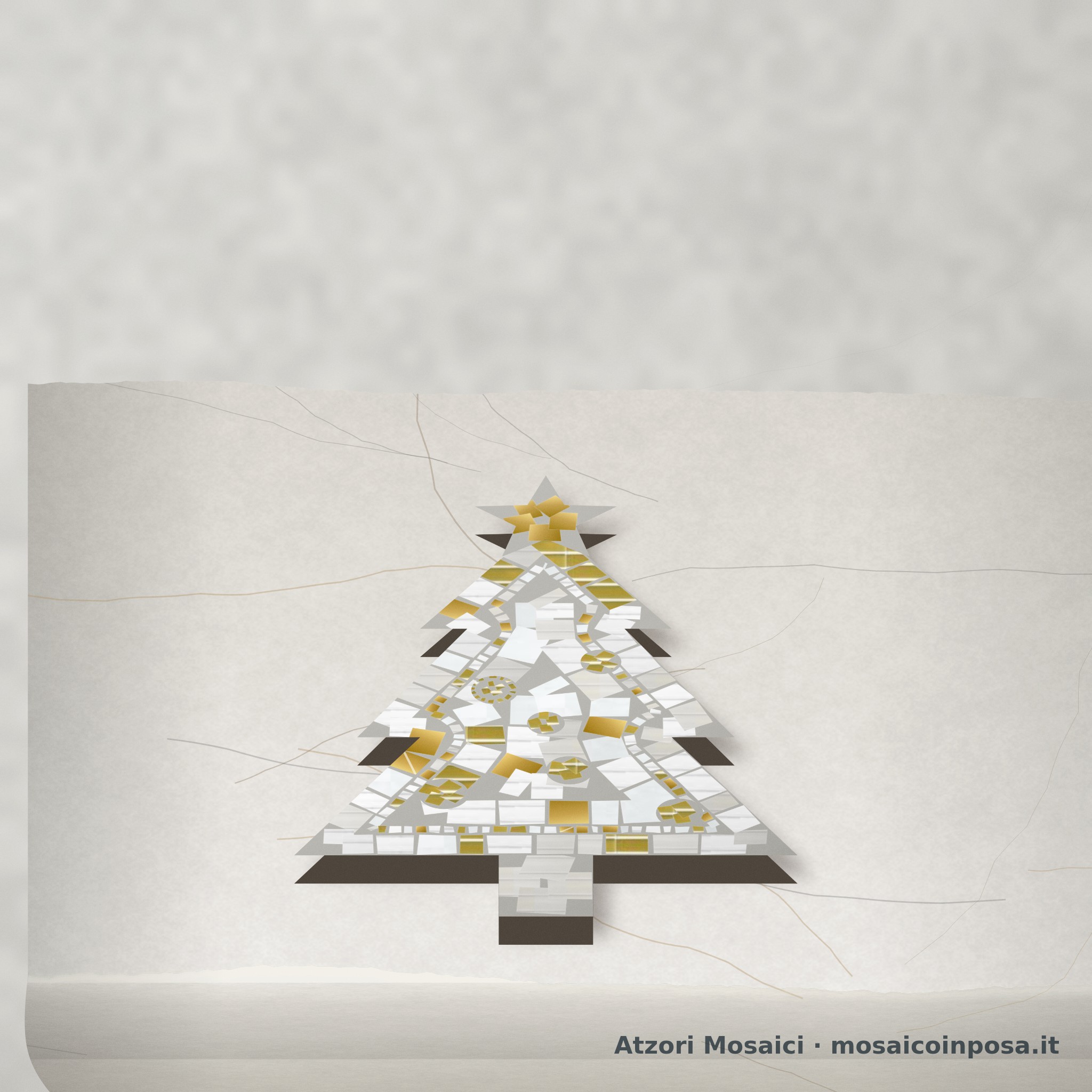 Albero di Natale in mosaico Bianco e oro – Atzori Mosaici