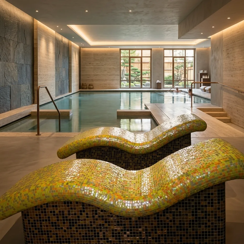 Chaise longue rivestita in mosaico per centro benessere