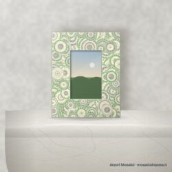 Cornice portafoto in mosaico a cerchi salvia e avorio – Atzori Mosaici