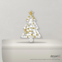 Albero di Natale in mosaico – Bianco e oro – vista frontale