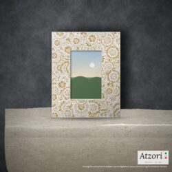Cornice portafoto in mosaico a cerchi avorio, crema e oro – Atzori Mosaici