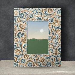 Cornice portafoto in mosaico a cerchi – Petrolio e ambra