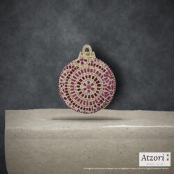 Pallina di Natale in mosaico bordeaux, rosso rubino e oro – Atzori Mosaici