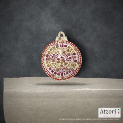 Pallina di Natale in mosaico rosso arancio, rosso rubino e oro – Atzori Mosaici