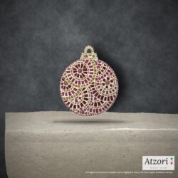 Pallina di Natale in mosaico rosso rubino, bordeaux e oro – Atzori Mosaici